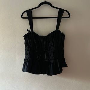 Ulla Johnson Black Sleeveless Top in Cotton Poplin (size 14)